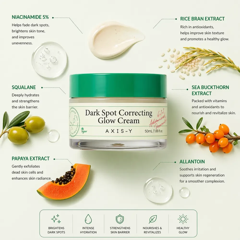 Axis-Y Dark Spot Correcting Glow Cream 50ml brightening and hydrating cream for dark spots and uneven skin tone