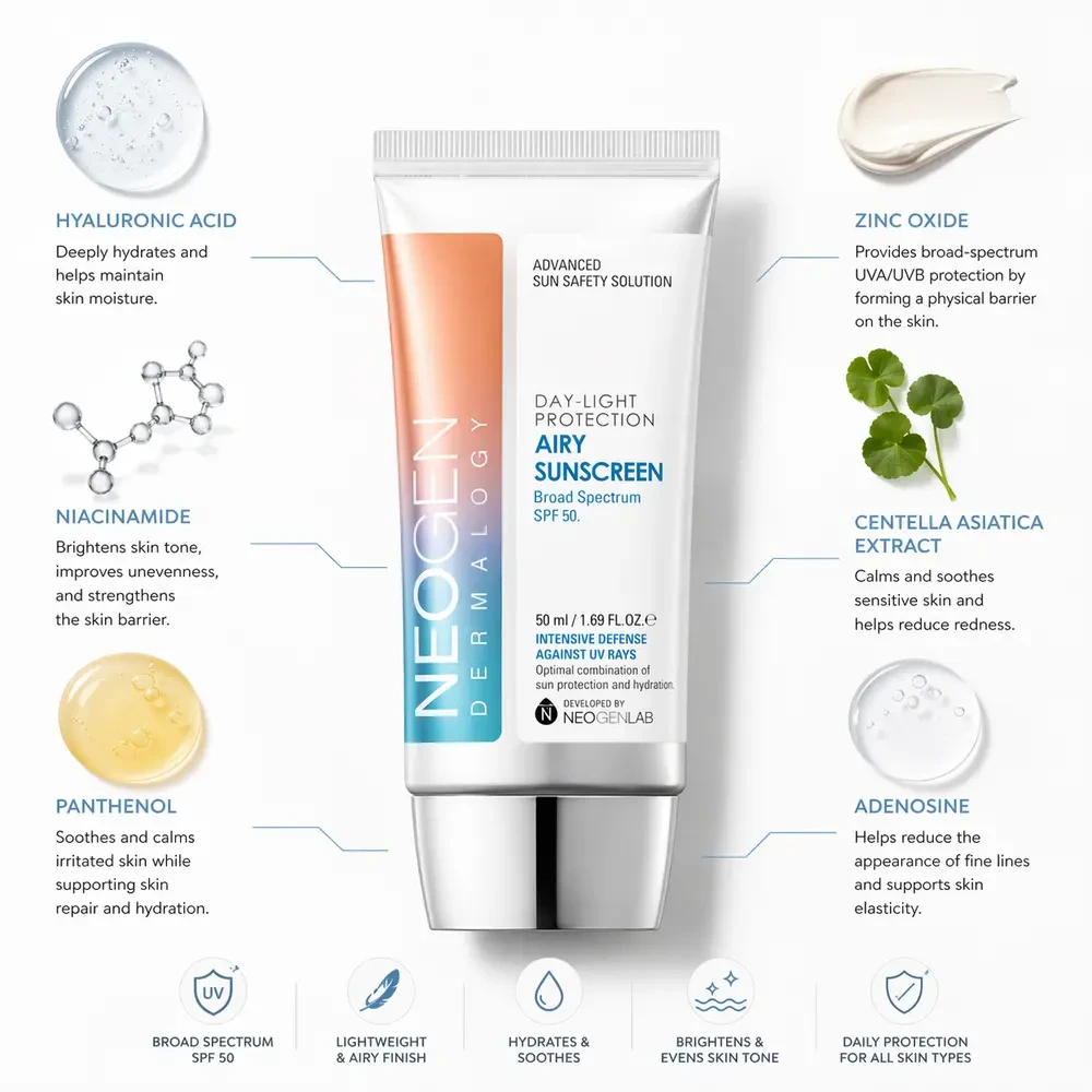 Neogen Dermalogy Day-Light Protection Airy Sunscreen 50ml – SPF50 Lightweight Sun Cream