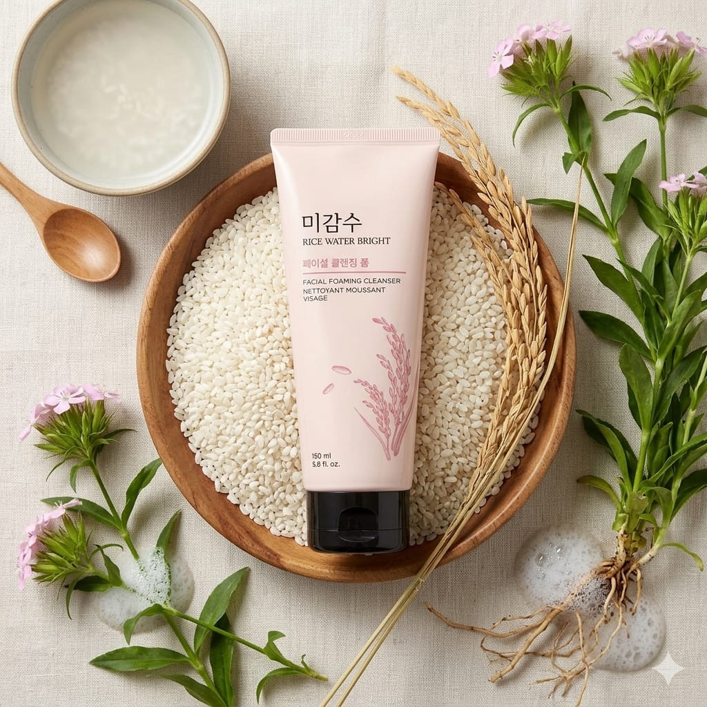 The Face Shop Rice Water Bright Foaming Cleanser 150ml gentle foaming cleanser for brightening and refreshing skin